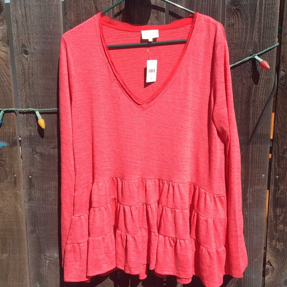 NWT - Deletta Anthropologie Long Sleeve Ruffle Top